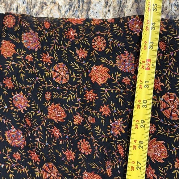 Caroline Charles Boho Vintage Silk Floral Print Beaded Dress Size 16-20 - Picture 9 of 9